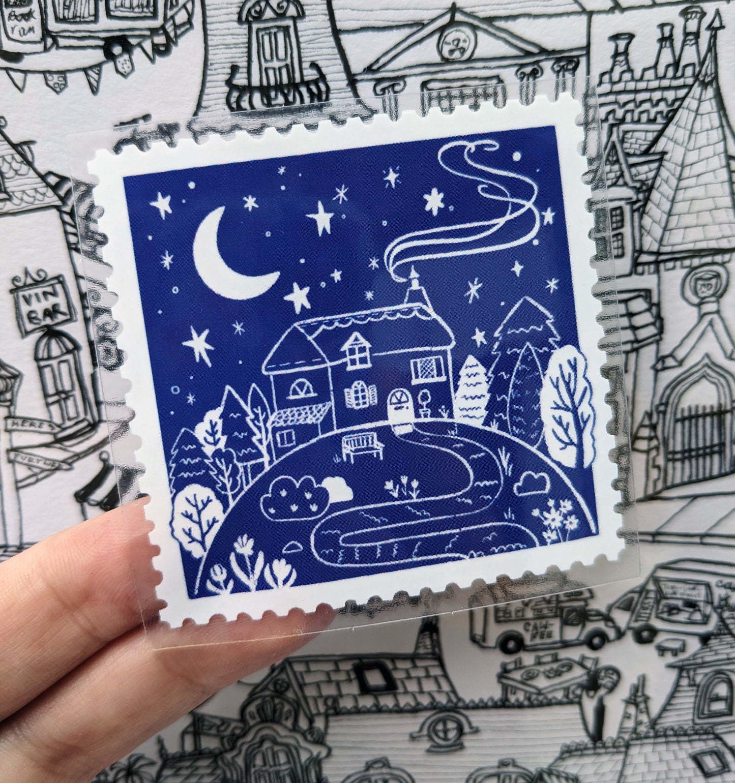 Moonlight Cottage Vinyl Sticker