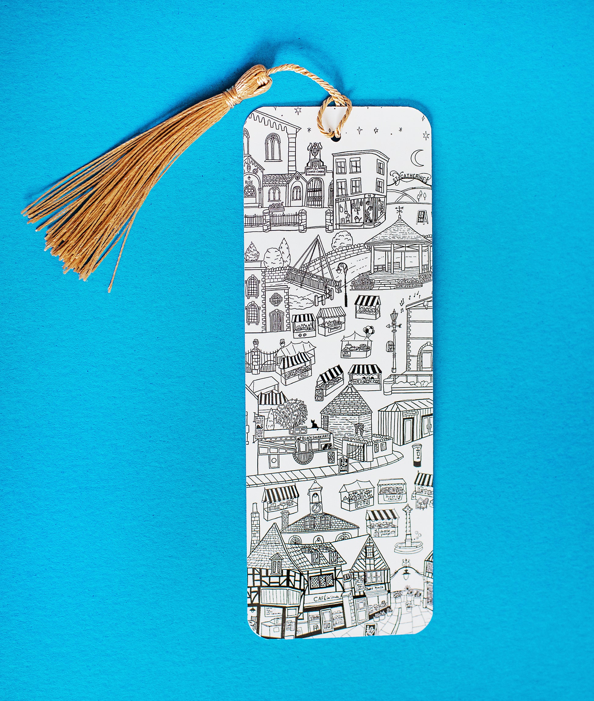 Front view of 'Frome' bookmark with gold tassel