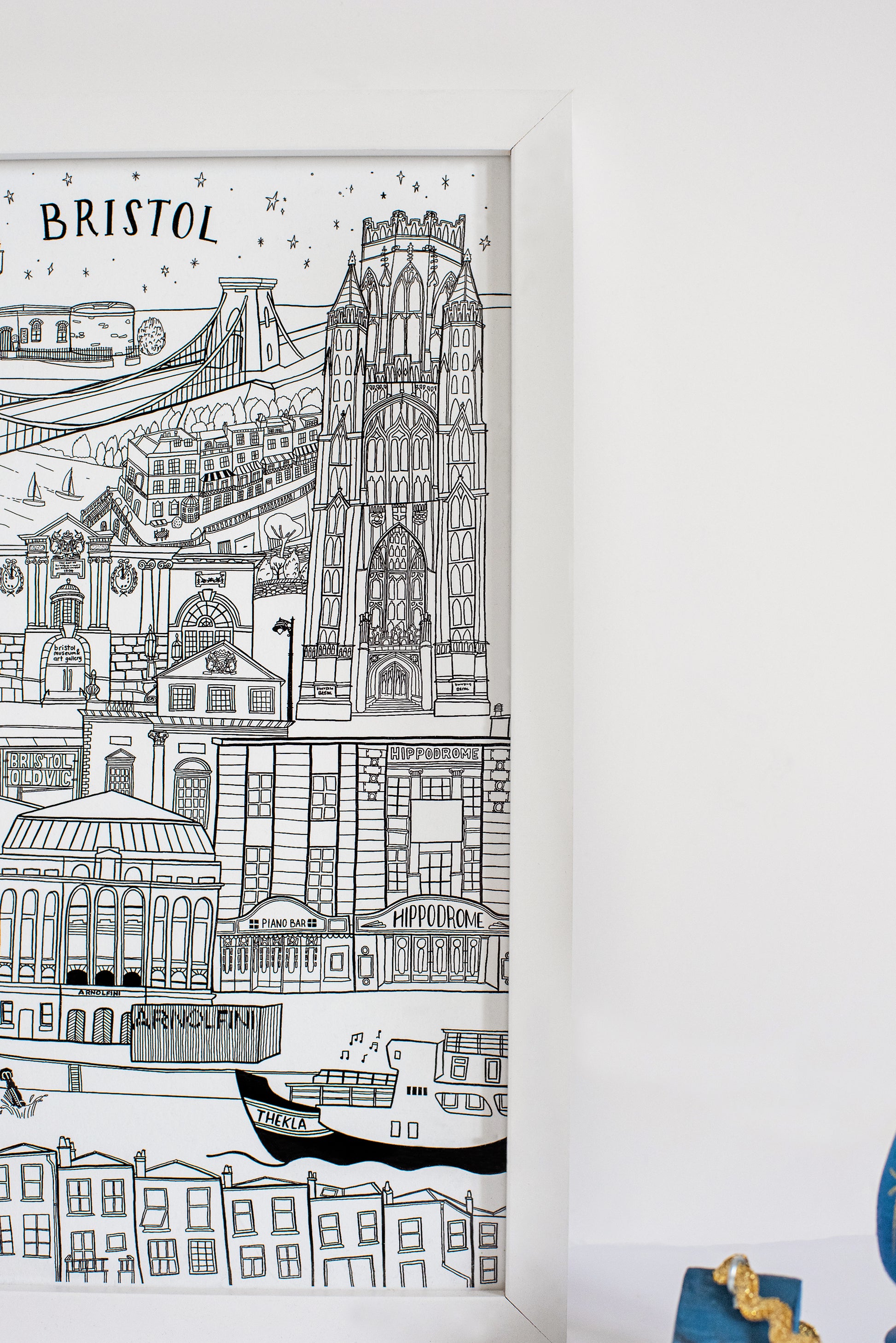 A closer look at the right side of the Bristol print, showing lots of tiny lines and minute details.